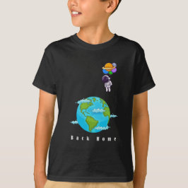 astronaut med ballonger som landar jord t-shirt