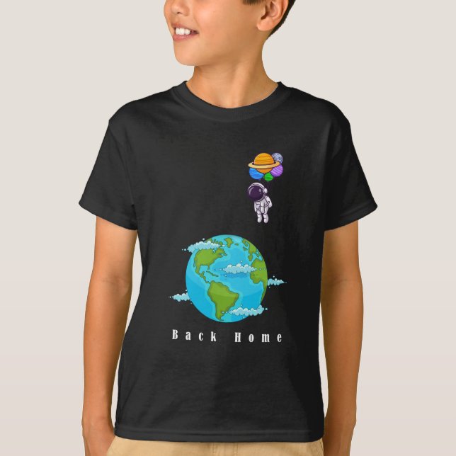 astronaut med ballonger som landar jord t-shirt (Framsida)