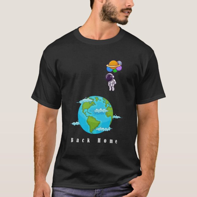 astronaut med ballonger som landar jord t-shirt (Framsida)