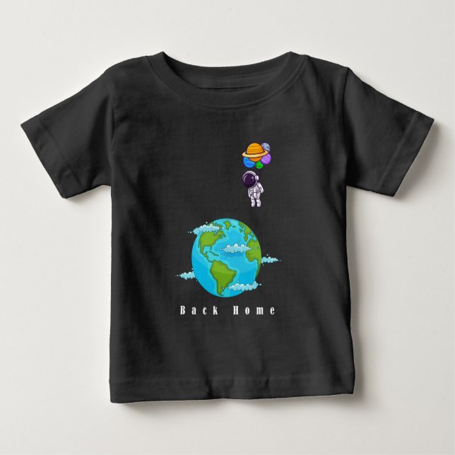 astronaut med ballonger som landar jord t shirt (Framsida)