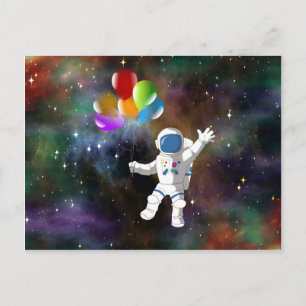 Astronaut med ballonger vykort
