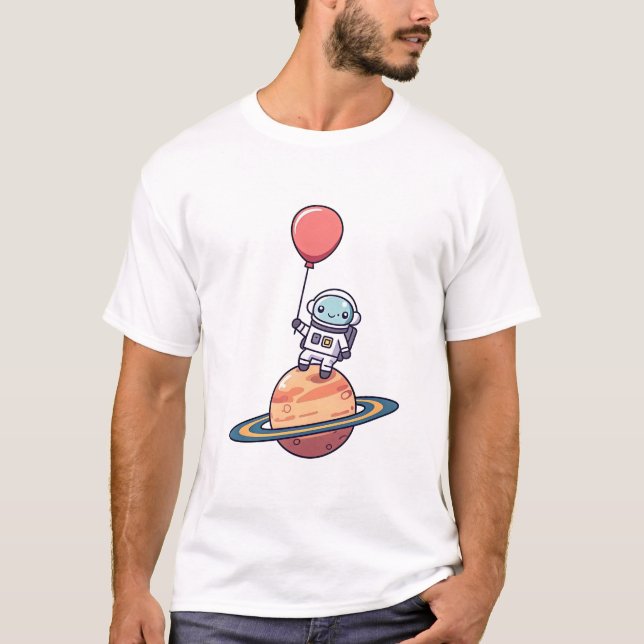 Astronaut med Balloon Äventyr T Shirt (Framsida)