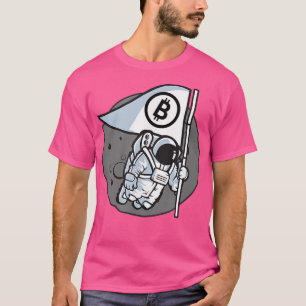Astronaut med Bitcoin Crypto Blockchain Flagga på  T Shirt