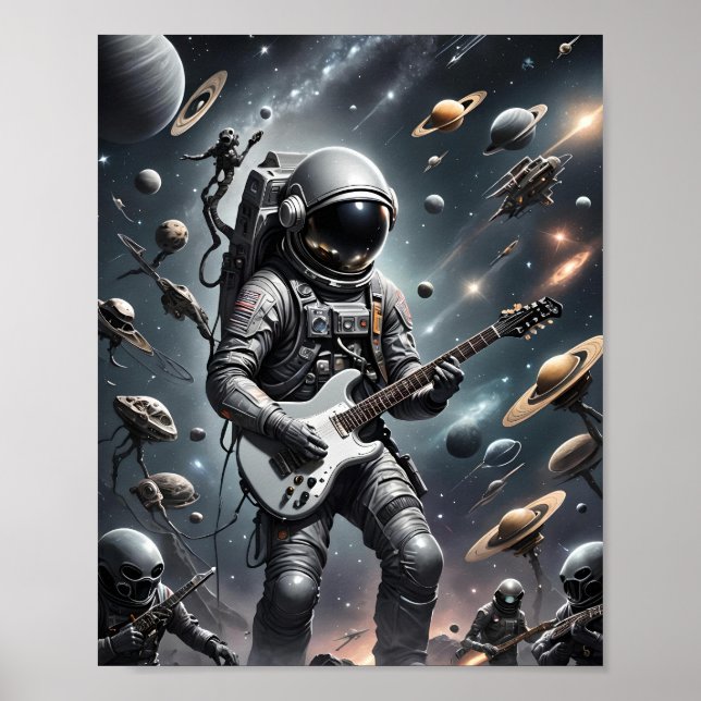 Astronaut med Electric Guitar poster (Framsidan)