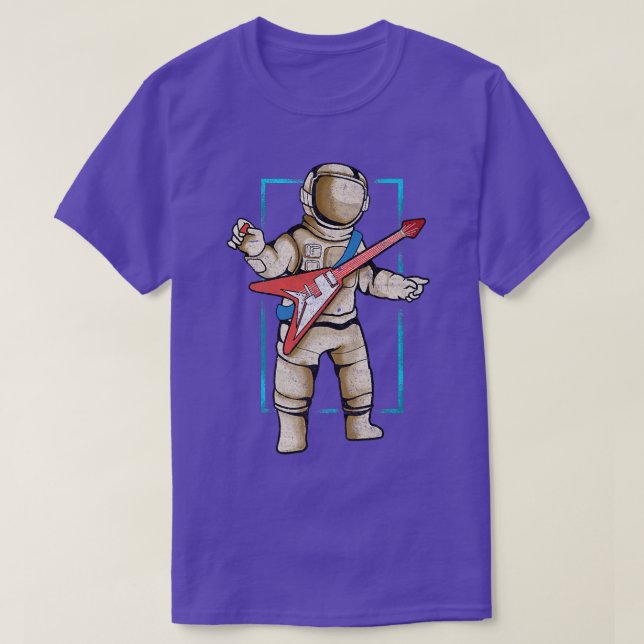 Astronaut med elektriskt gitarr t shirt (Design framsida)