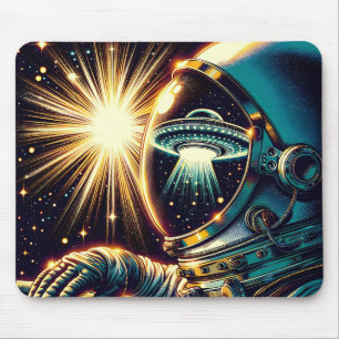 Astronaut med en reflektion av en UFO Musmatta