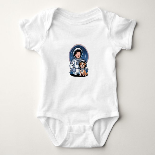 Astronaut med ett sällskapsdjur (som en hund i en  t shirt (Framsida)