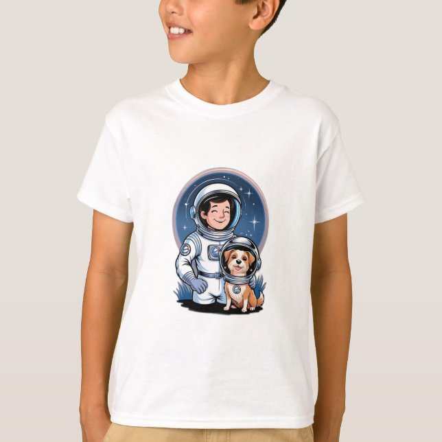 Astronaut med ett sällskapsdjur (som en hund i en  t shirt (Framsida)