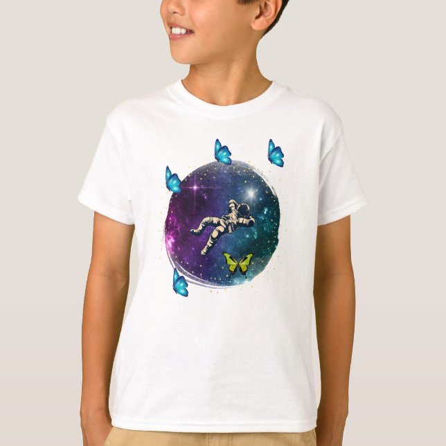 astronaut med fjäril t shirt (Framsida)