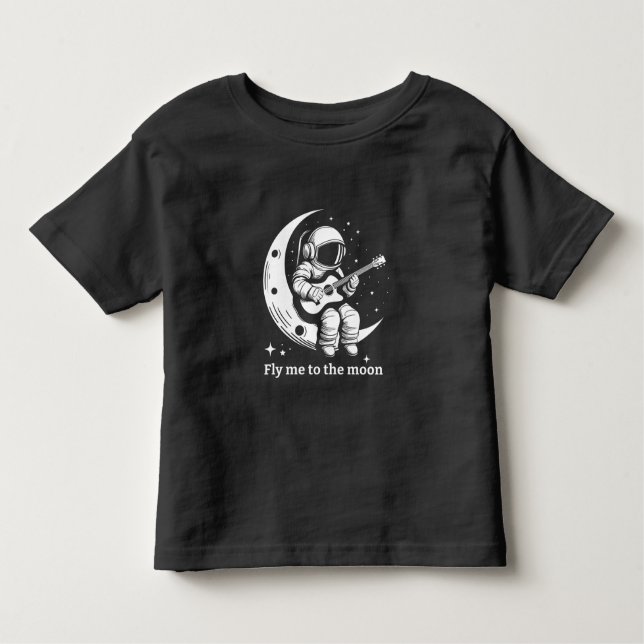 Astronaut med gitarr på måne, sjunga en sång t shirt (Framsida)