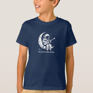 Astronaut med gitarr på måne, sjunga en sång t shirt