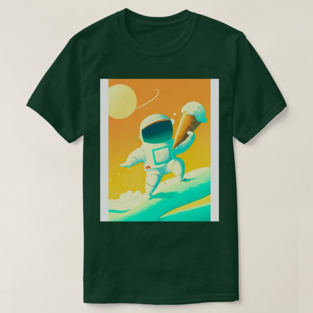 Astronaut med Ice Cream 2 T Shirt (Design framsida)