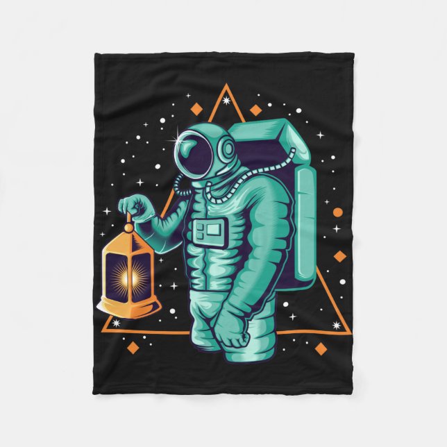 Astronaut med lykta fleecefilt (Framsidan)