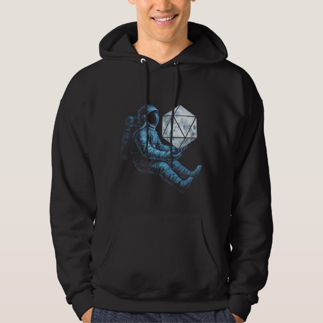 Astronaut med mån-d20 hoodie (Framsida)
