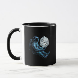 Astronaut med mån-d20 mugg