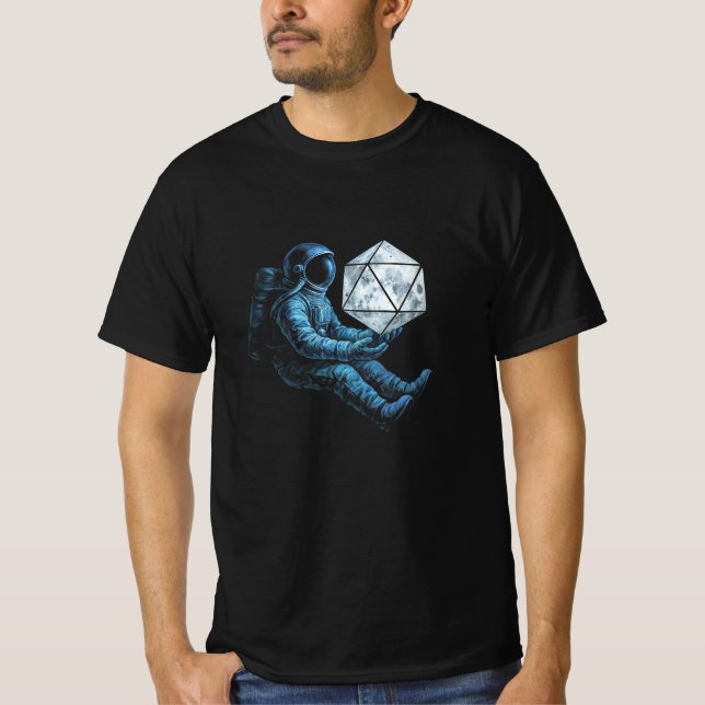 Astronaut med mån-dice t shirt (Framsida)