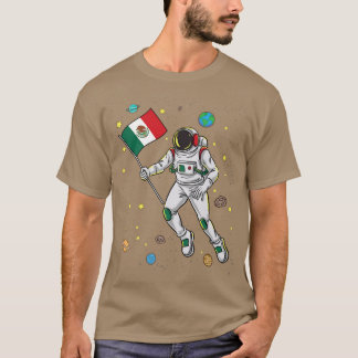 Astronaut med Meican Flagga i rymden T Shirt