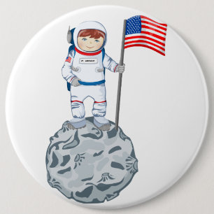 Astronaut med namn bricka knapp