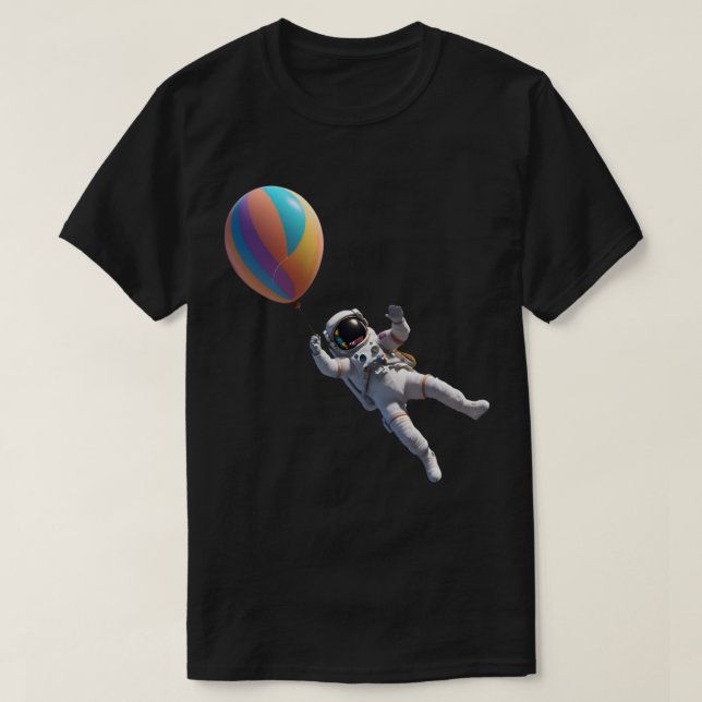 Astronaut med Planet Balloon Art. T Shirt (Design framsida)