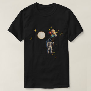 Astronaut med planetballonger Rolig rymddesign T Shirt