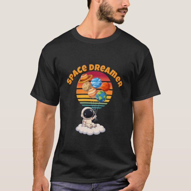Astronaut Med Planetballonger T-Shirt (Framsida)