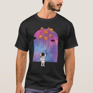 Astronaut med planeter som ballonger t shirt