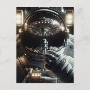 Astronaut med tanke på UFO Vykort