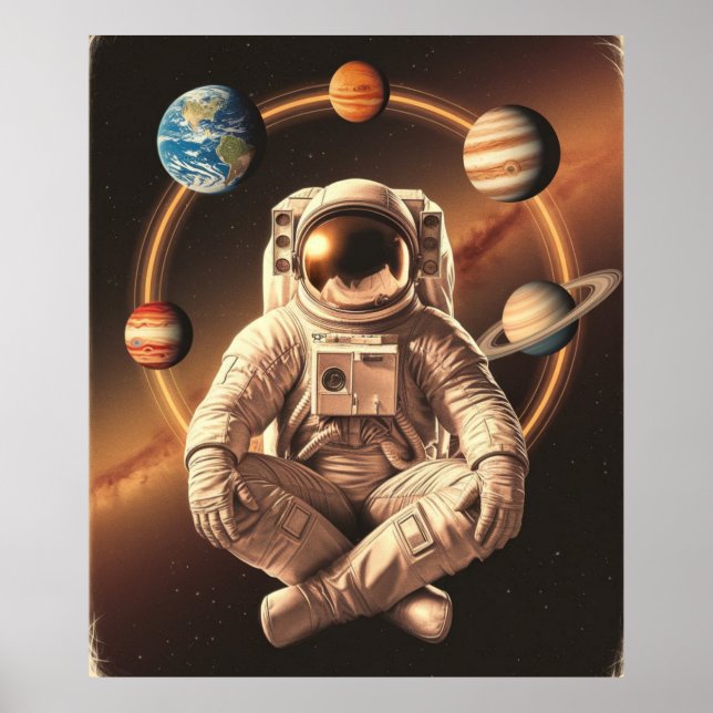 Astronaut Mediterar i Rymden Poster (Framsidan)