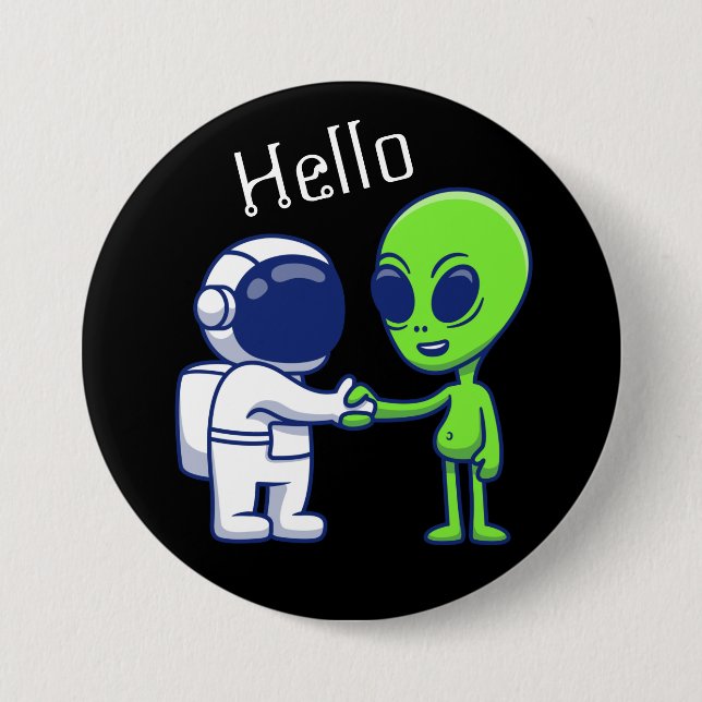 Astronaut Meets Alien Button Knapp (Framsida)