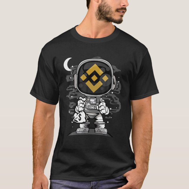 Astronaut Money Binance BNB Coin Crypto Token Wall T Shirt (Framsida)