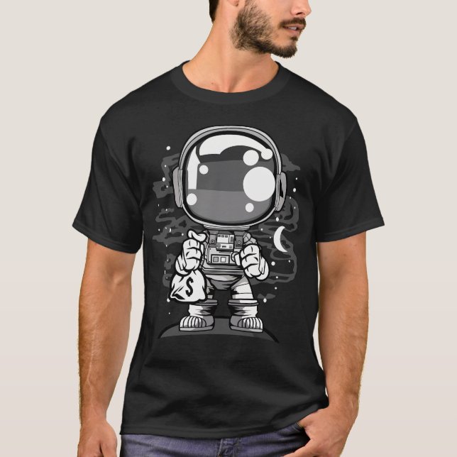 Astronaut Money Rik - Funny Rymden Älskare T Shirt (Framsida)