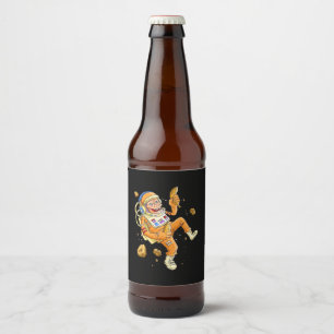 Astronaut Monkey Space Ölflaska Etikett