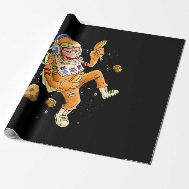 Astronaut Monkey Space Presentpapper (Utrullad)