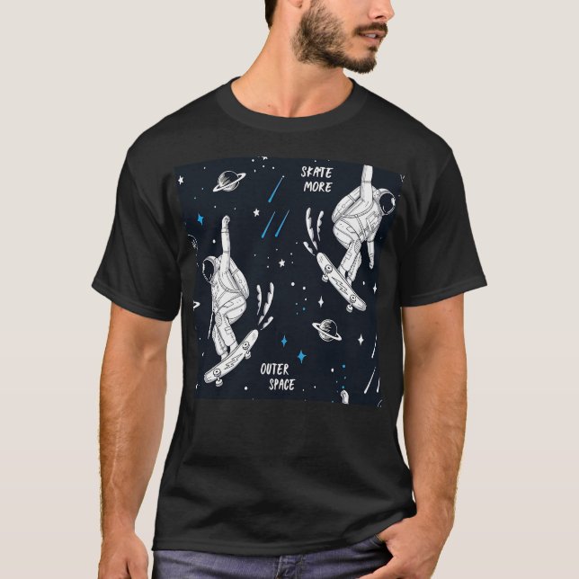 Astronaut Mönster Astronaut Seamless Mönster Skate T Shirt (Framsida)