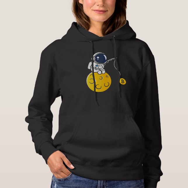 Astronaut Moon Fishing BTC Crypto Cryptocurrency B T Shirt (Framsida)