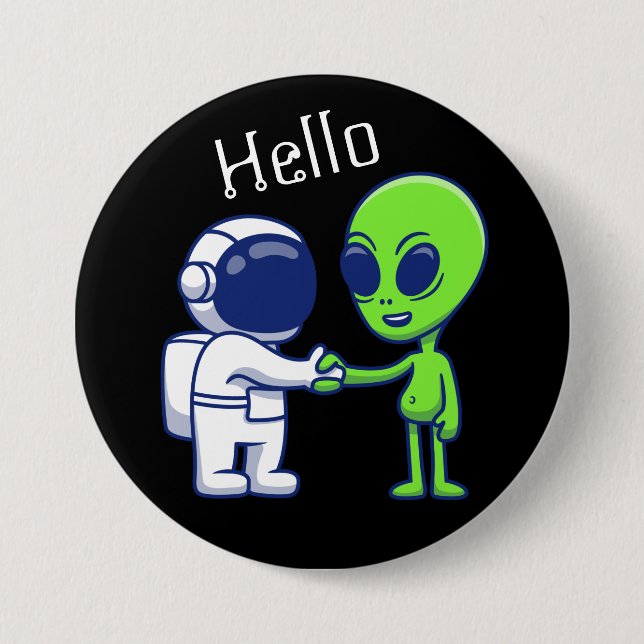 Astronaut möter Alien-knapp Knapp (Framsida)