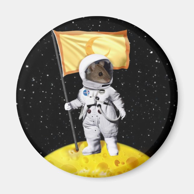 Astronaut Mouse vid Måne Magnet (Framsidan)