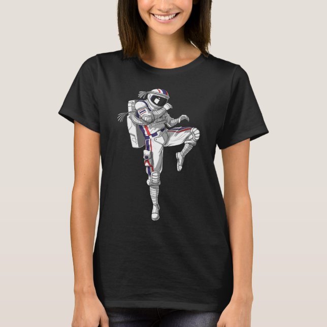 Astronaut Muay Thai Boxing Karate Kickboxing Marti T Shirt (Framsida)