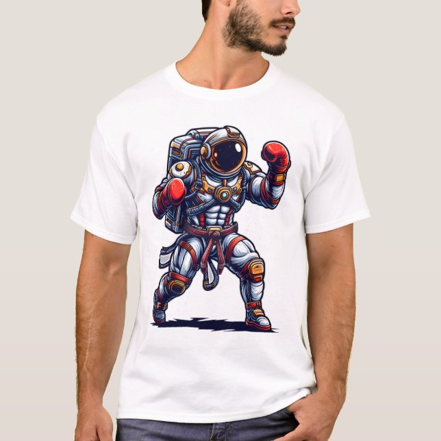 Astronaut Muay Thai Boxing Karate Kickboxing Marti T Shirt (Framsida)