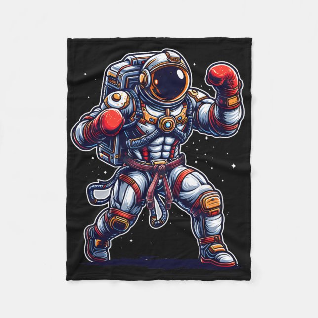 Astronaut Muay Thai Boxning Karate Kickboxning Mar Fleecefilt (Framsidan)