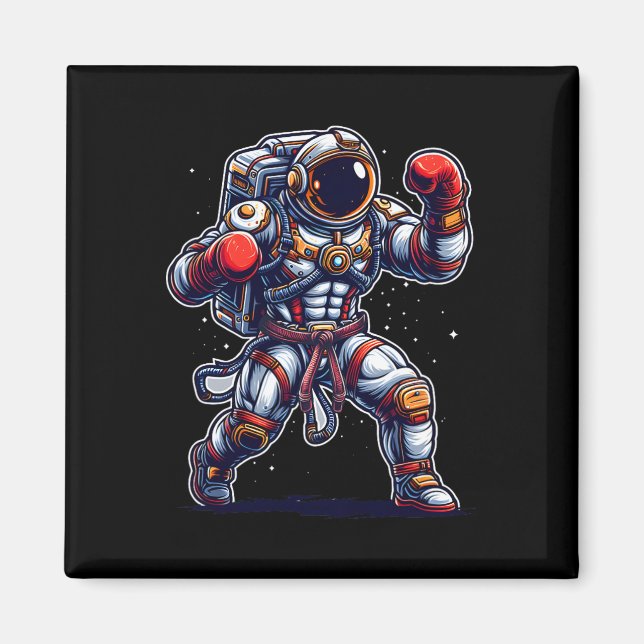 Astronaut Muay Thai Boxning Karate Kickboxning Mar Magnet (Framsidan)