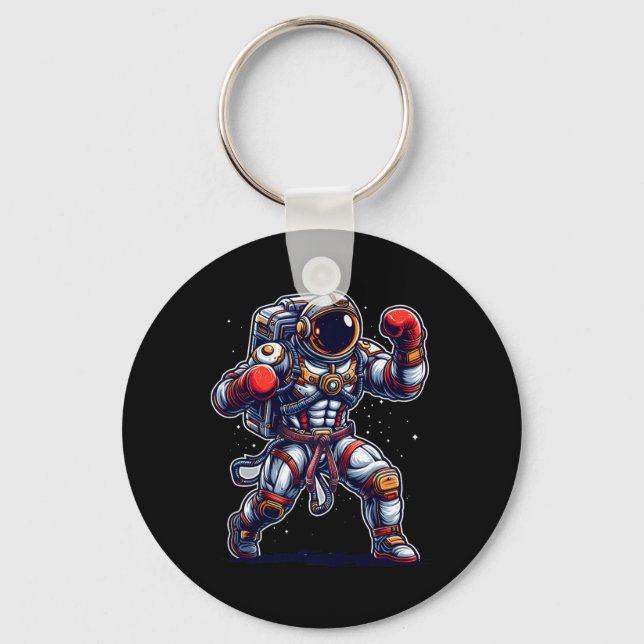 Astronaut Muay Thai Boxning Karate Kickboxning Mar Nyckelring (Framsida)