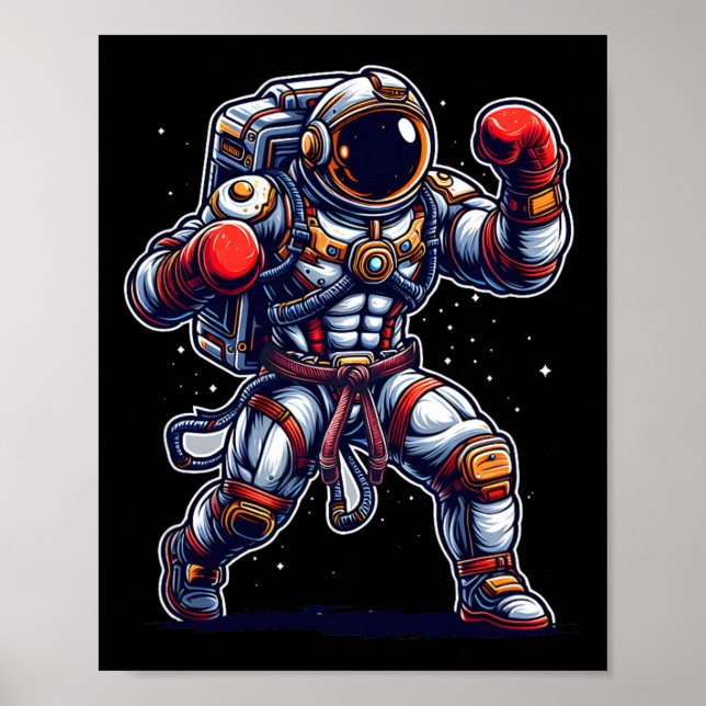 Astronaut Muay Thai Boxning Karate Kickboxning Mar Poster (Framsidan)