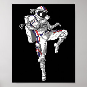 Astronaut Muay Thai Boxning Karate Kickboxning Mar Poster