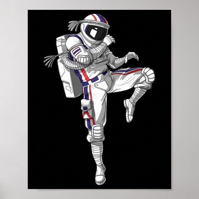 Astronaut Muay Thai Boxning Karate Kickboxning Mar Poster (Framsidan)