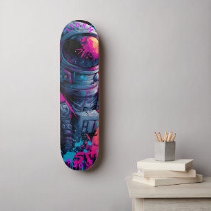 Astronaut Neon Graffiti Art – Begränsad Upplaga Mini Skateboard Bräda 18,5 Cm