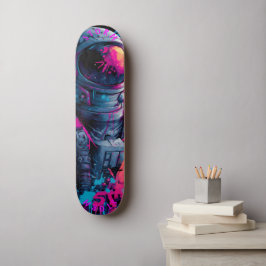 Astronaut Neon Graffiti Art - Begränsada upplagan Mini Skateboard Bräda 18,5 Cm
