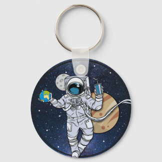 Astronaut njuter av rymden nyckelring
