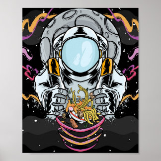 Astronaut Noodle Break i rymden Poster