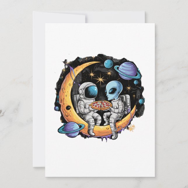 Astronaut och Alien Njut av ett segment Inbjudningar (Framsida)